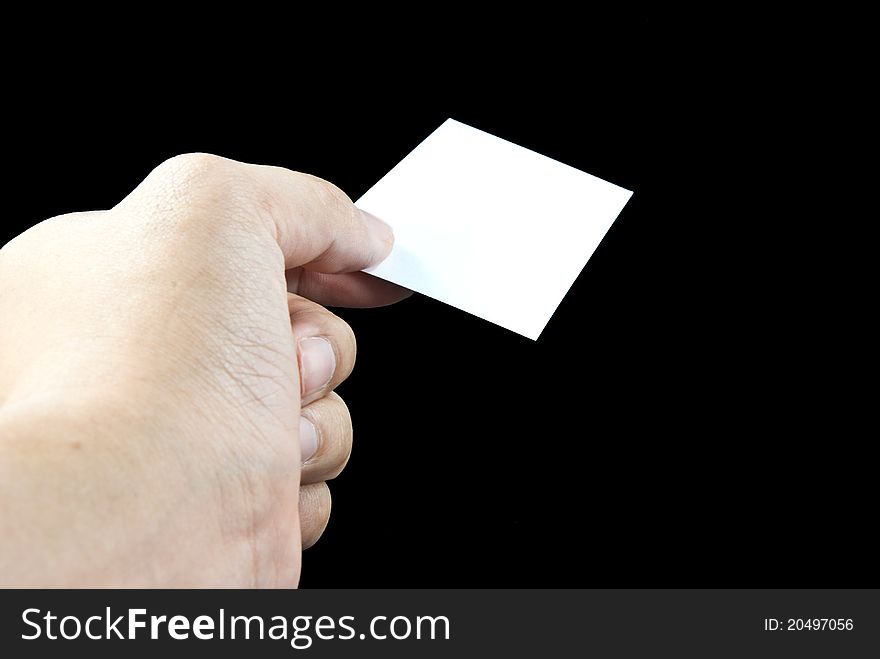 Hand holding business card and offer it. Hand holding business card and offer it.