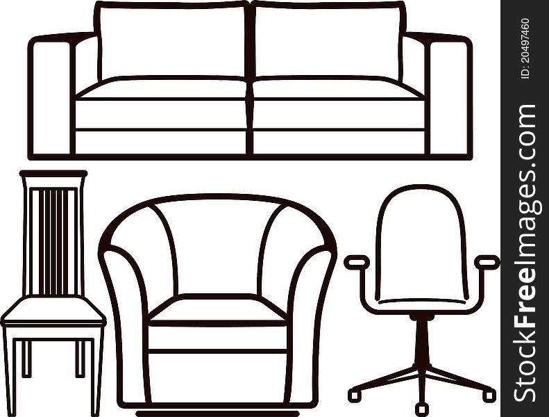 Simple illustration with a set of furniture