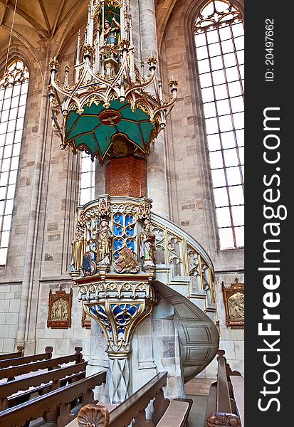 Famous old church St. George in medieval town of Dinkelsbuehl in Bavaria, Germany.