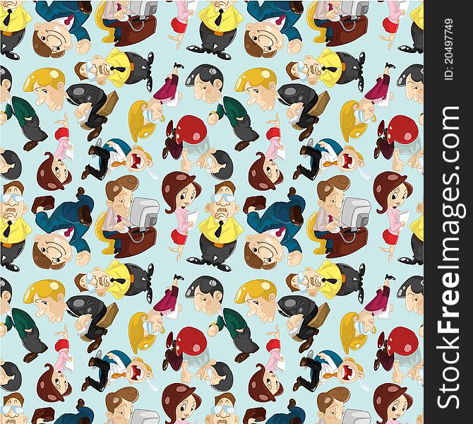 Seamless cartoon office worker pattern