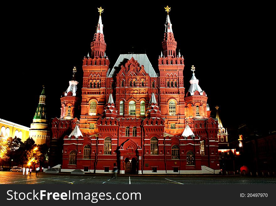 Historical museum of Moscow city by night