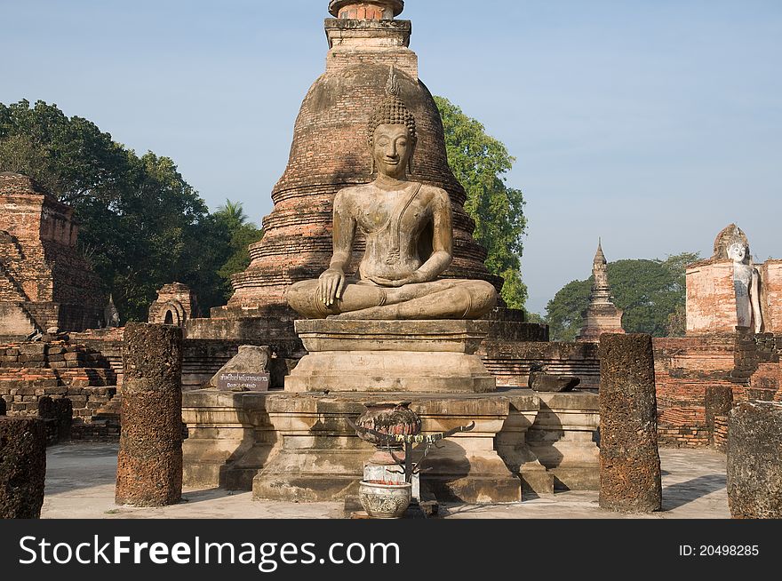 Ancient Image Buddha Statue At Sukhothai