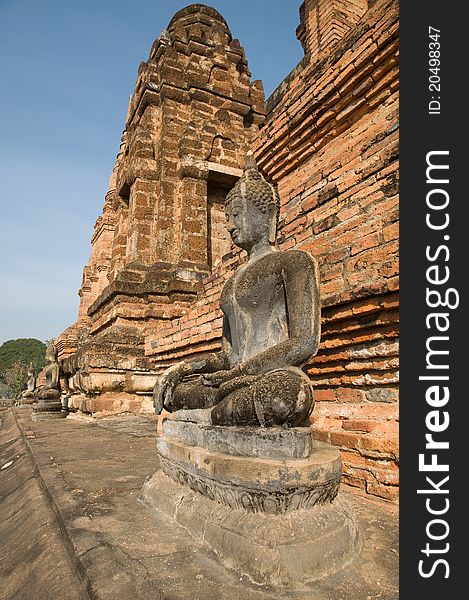 Ancient image buddha statue at Sukhothai historical park Thailand