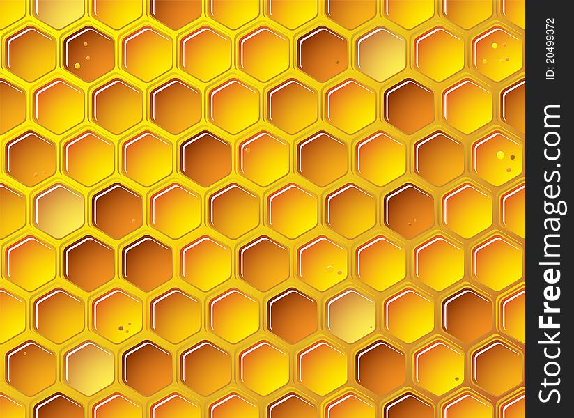 Golden bee honeycomb background with bubbles. Golden bee honeycomb background with bubbles