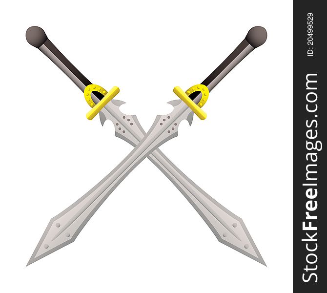 Two large swords crossed ideal for coat of arms. Two large swords crossed ideal for coat of arms