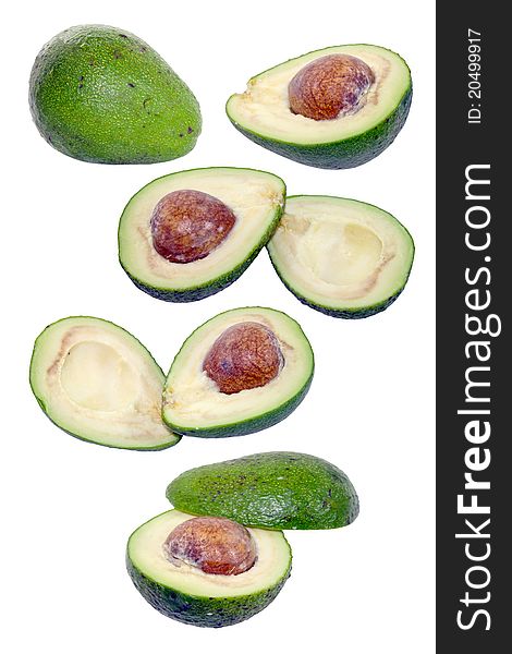 Avocado collection isolated on white