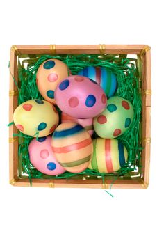 Eggs In A Basket (Top View) Stock Photos