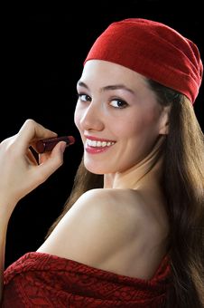 White Girl With Lipstick 3 Royalty Free Stock Images