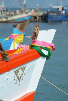 Bow Of Wooden Fishing Boat Royalty Free Stock Photo