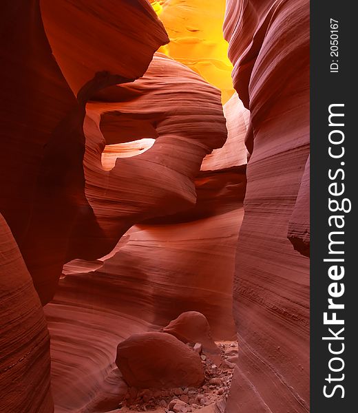 The lower Antelope Slot Canyon near Page  in  Arizona