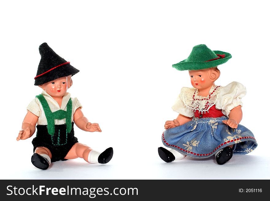 2 Dolls With Traditional European Dresses