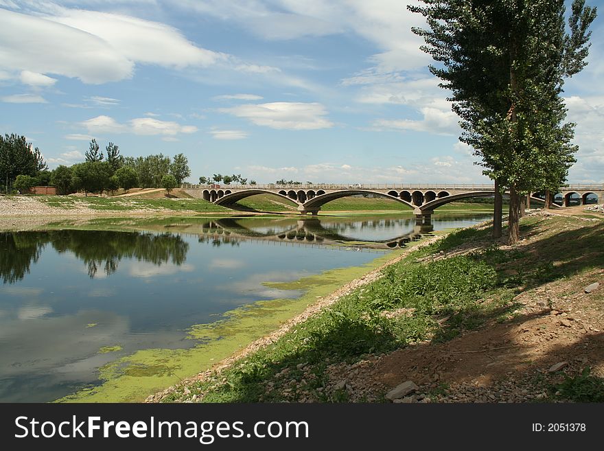 Chinese Bridge Across River