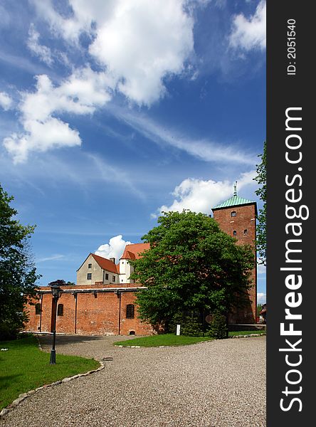 Polish architecture, old medieval castle, spring colours. Polish architecture, old medieval castle, spring colours