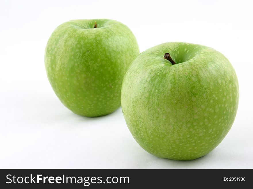 Fresh green apple on white background