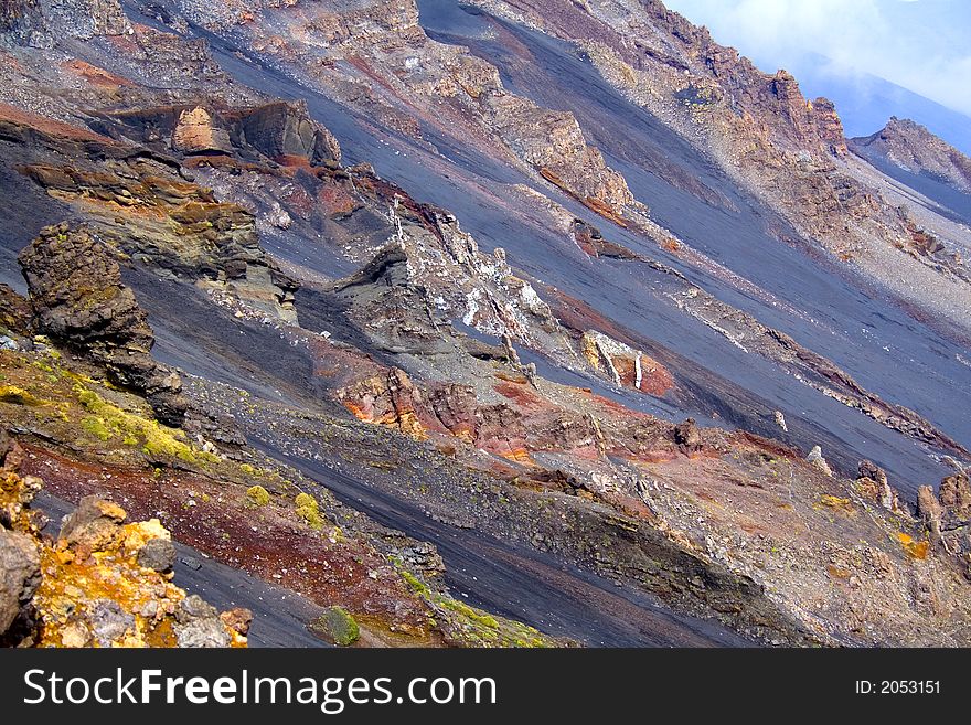 Etna landscape, volcanic rocks and grass. Etna landscape, volcanic rocks and grass