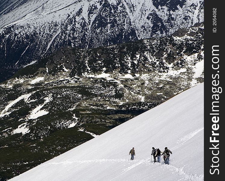 People hiking in high mountains. Picture taken in Poland. People hiking in high mountains. Picture taken in Poland