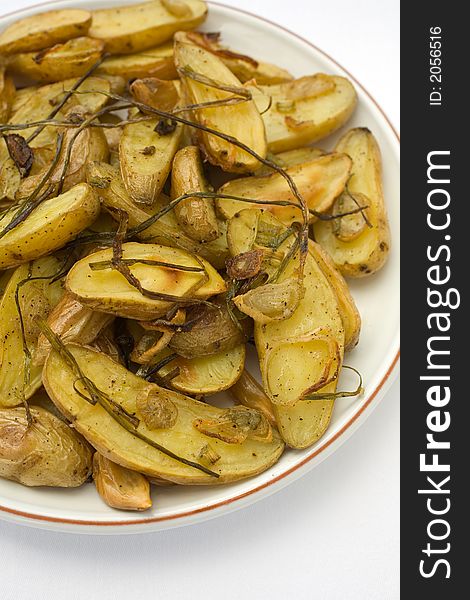 Roasted FIngerling Potatos with Green onions, roasted shallots, and Roasted Garlic,. Roasted FIngerling Potatos with Green onions, roasted shallots, and Roasted Garlic,