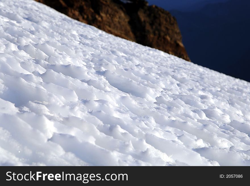 Snow Ridges High Up On Mt Rainier