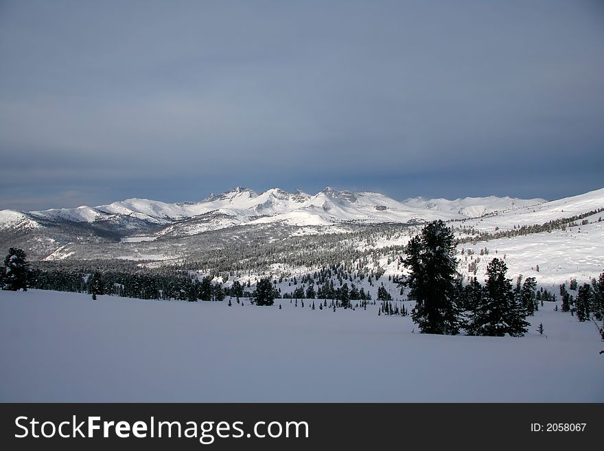 The winter landscape in high mountains. russia.