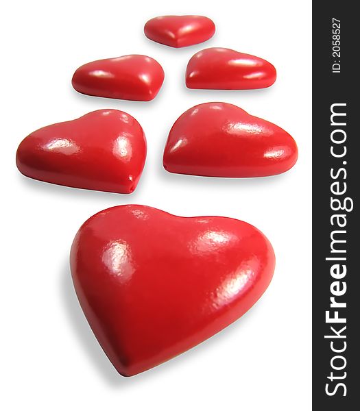 Red hearts, isolated on the white background. Red hearts, isolated on the white background.