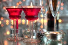 Red Wine In Glasses And Lights Royalty Free Stock Photography Red Wine In Glasses And Lights Royalty Free Stock Photography