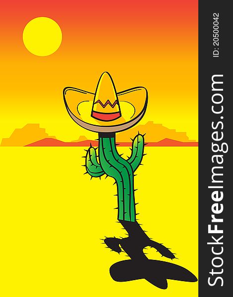 Cactus in sombrero, Hot desert