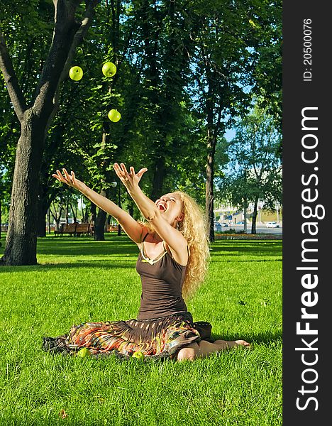 Outdoor portrait of young laughing girl