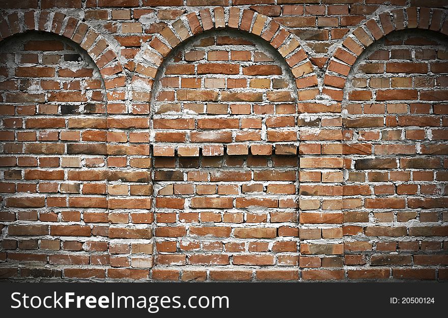 Old brick wall with arcs. Old brick wall with arcs