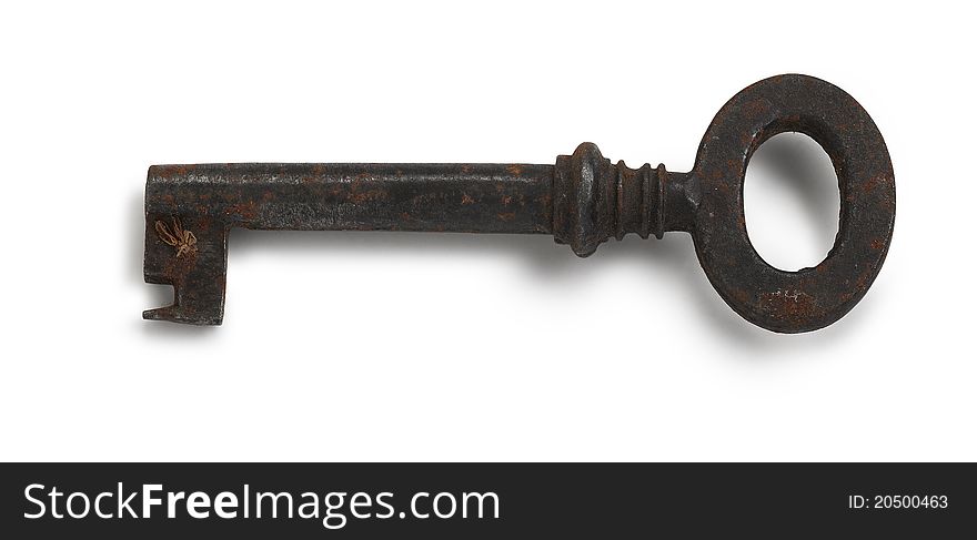 Old rusty key (clipping path )