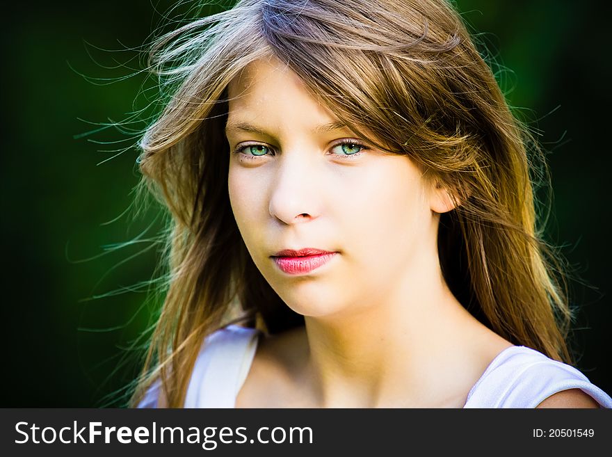 A portrait of a beautiful young girl. A portrait of a beautiful young girl