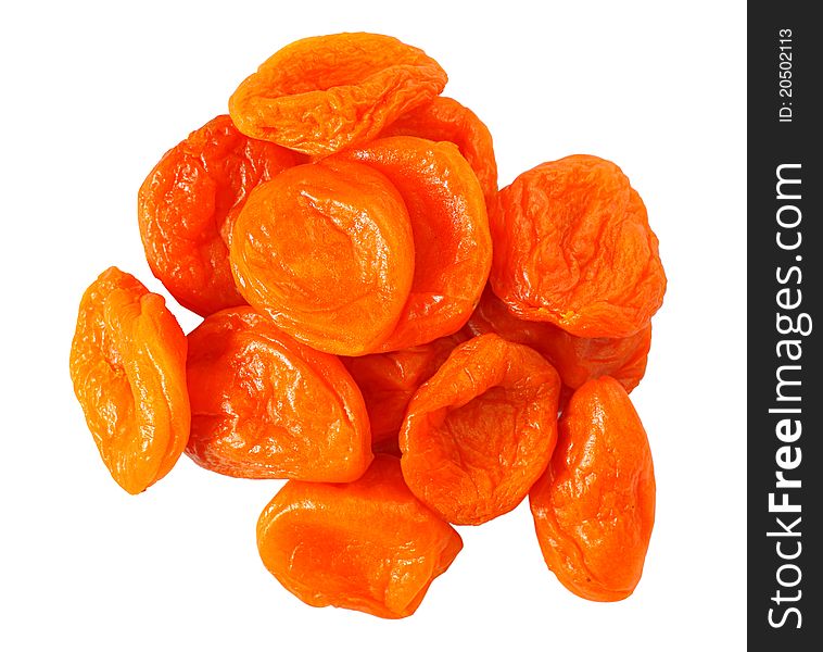 Photo few dried apricots isolated on white background