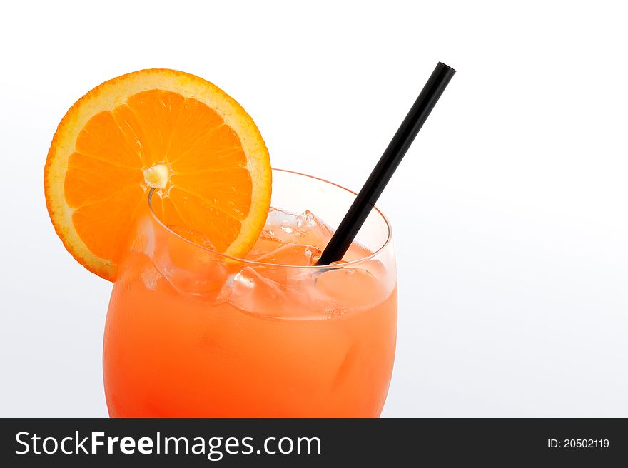 Orange cocktail on white background