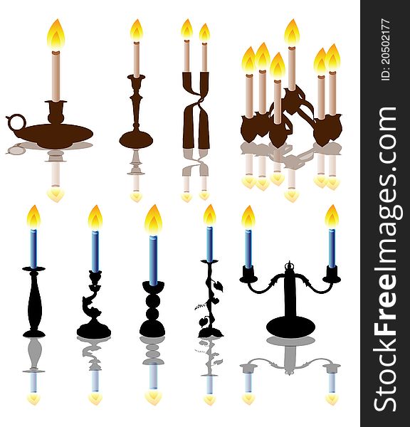 Vector collection of isolated candlesticks