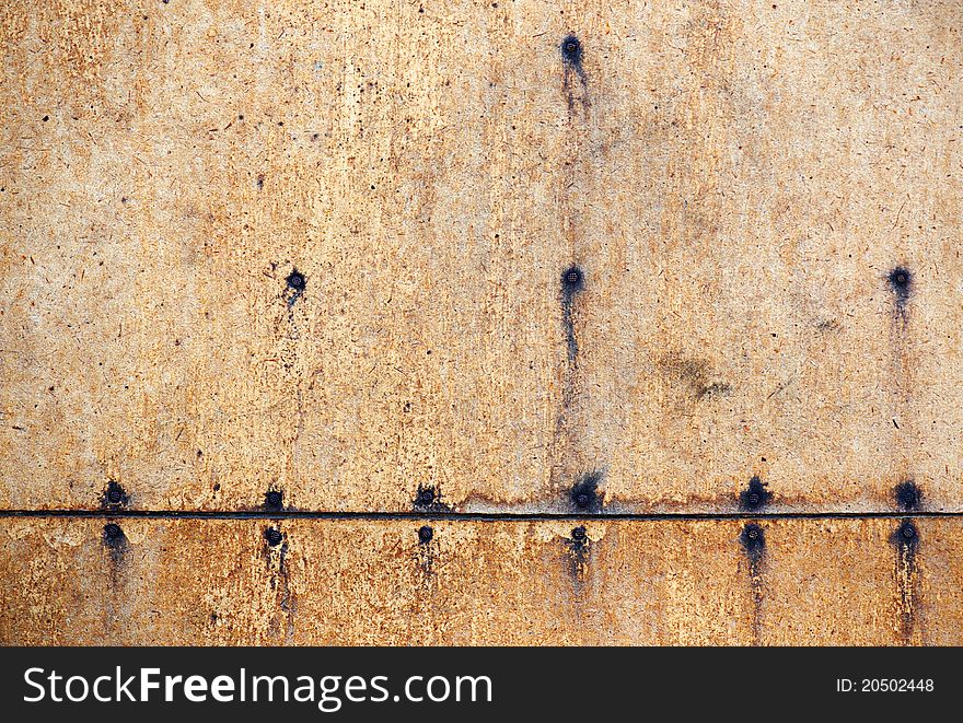 Structure of old plywood with nails