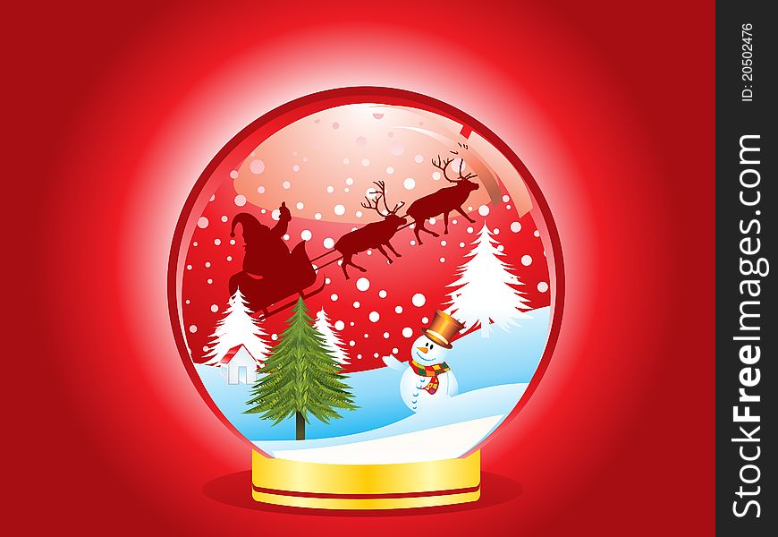 Abstract christmas globe  with ice man  illustration