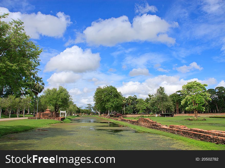 Part of the ruin of Wat Mahathat in Sukhothai Historical Park, Thailand