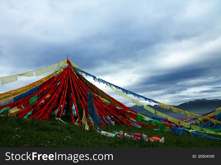 Shot at Qinghai-Tibet Platean. A special symbol of tibetan buddhism, tibetan people build it for blessing. Shot at Qinghai-Tibet Platean. A special symbol of tibetan buddhism, tibetan people build it for blessing.