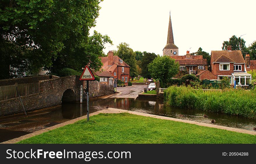 Name of village of Eynsford in Kent derives from the ford which crosses the river Darenth. Name of village of Eynsford in Kent derives from the ford which crosses the river Darenth