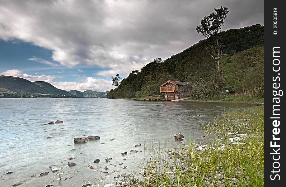 Boathouse on Ullswater in the Lake District, England, UK. Boathouse on Ullswater in the Lake District, England, UK.