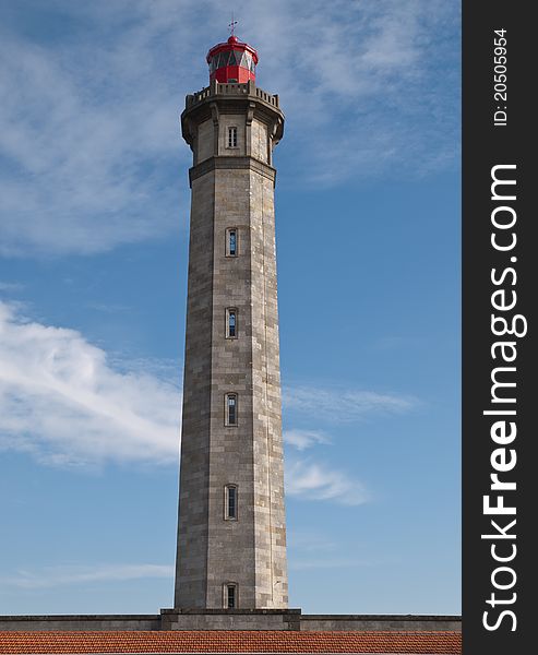 Front shot of the 1854 Grand Phare des Baleines lighthouse in the small city of saint-clement,ile de re,france. Front shot of the 1854 Grand Phare des Baleines lighthouse in the small city of saint-clement,ile de re,france.