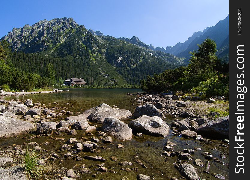 Stones in mountain lake of Mengusovska valley in High Tatras. Stones in mountain lake of Mengusovska valley in High Tatras