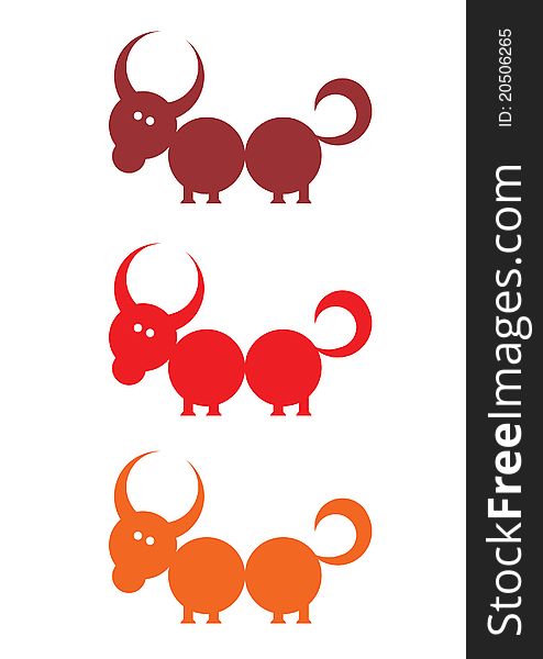 Colorful silhouette of bull, illustration