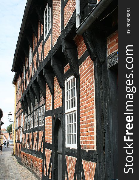 Facade of a 16th century building in historic Ribe, Denmark. Facade of a 16th century building in historic Ribe, Denmark.