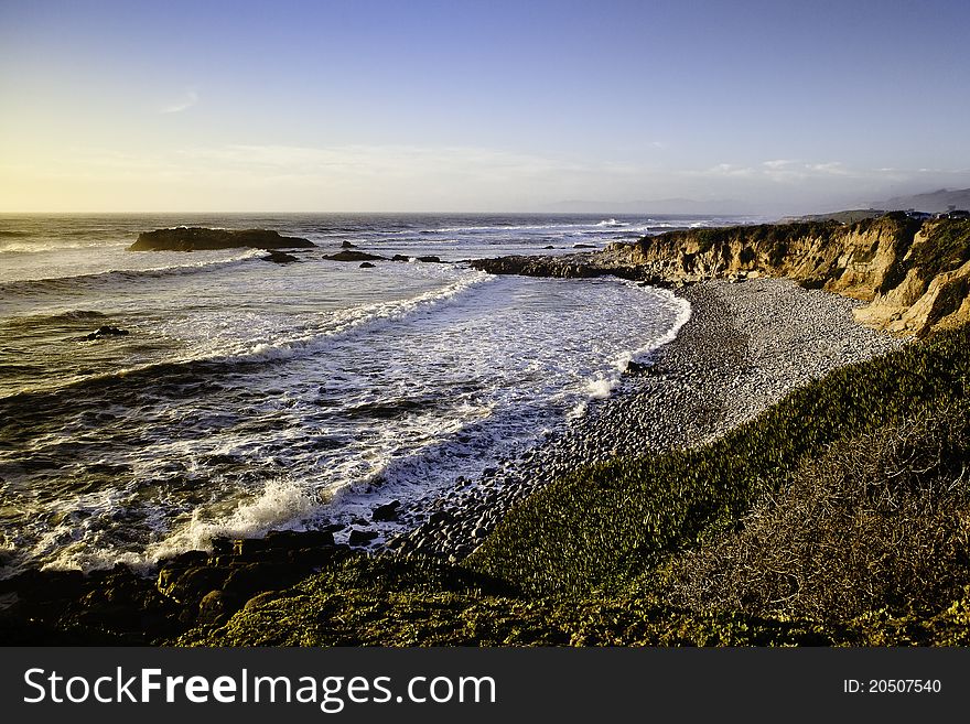 Sunset on the ocean beach