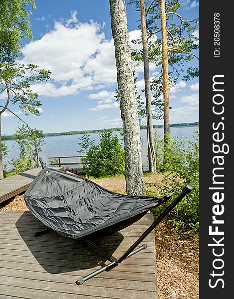 Traditional summer terrace of the Finnish cottage