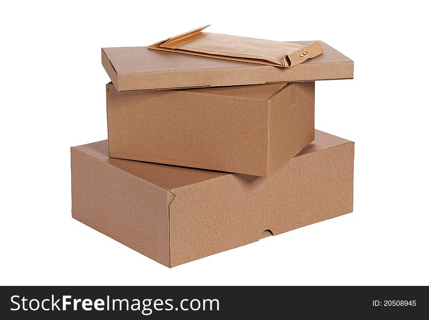 Cardboard boxes isolated on white + Clipping Path