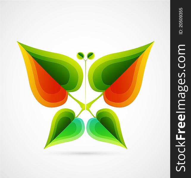 Vector Abstract Leaf Butterfly. Nature Concept