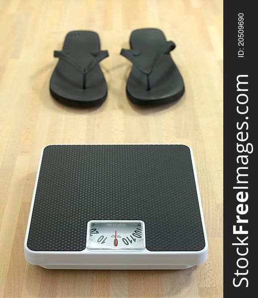 Bathroom scales against a white background. Bathroom scales against a white background