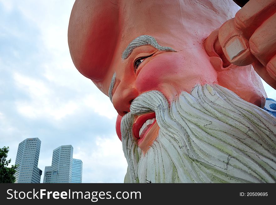 Model of Chinese old man in the city