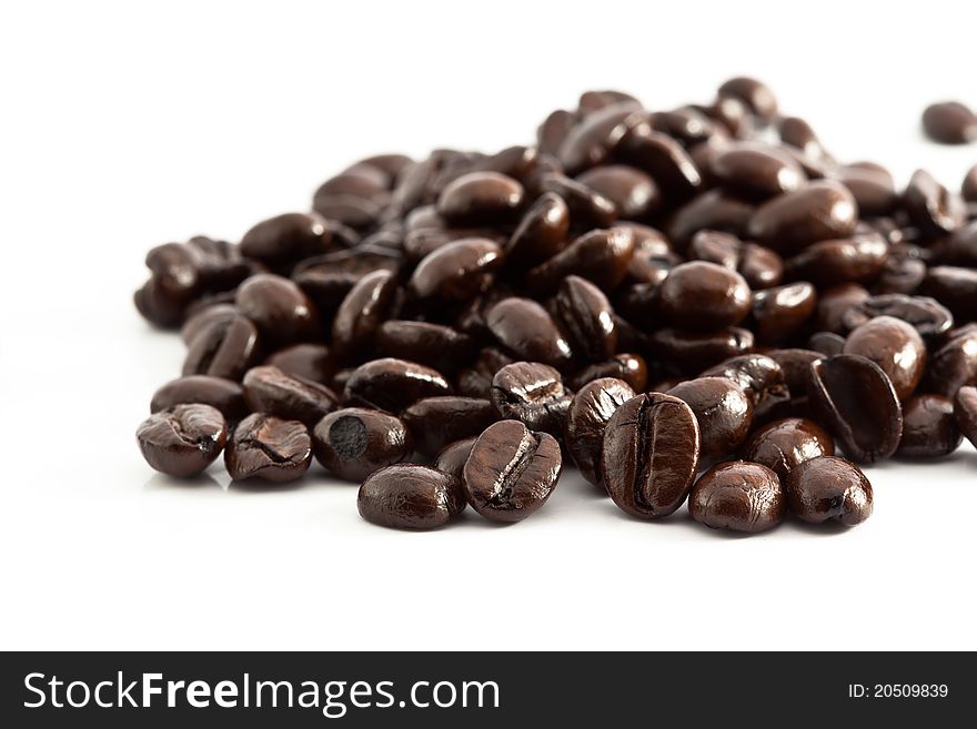 Coffee beans on white background